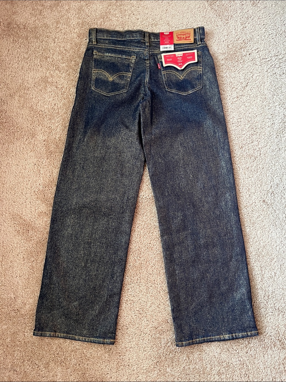 NWT Levi’s Girls Wide Leg Gold Foil Jeans - Picture 5 of 11